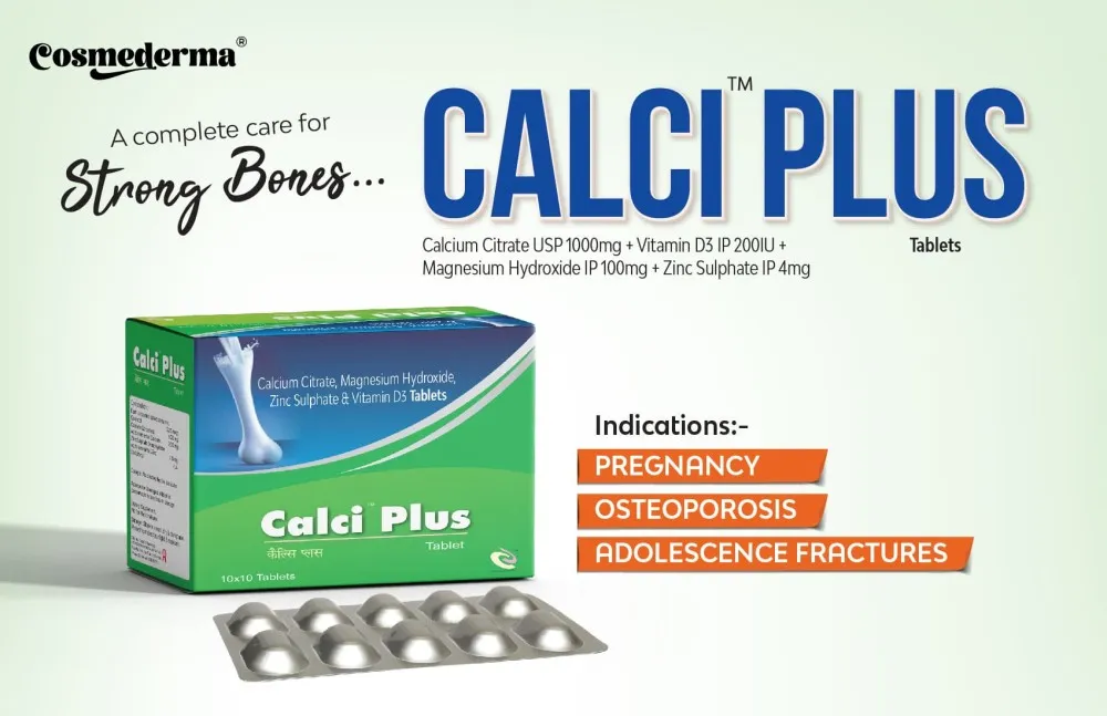 Calcitrol, Calcium Carbonate & Zinc Tablets Pharma Exporters